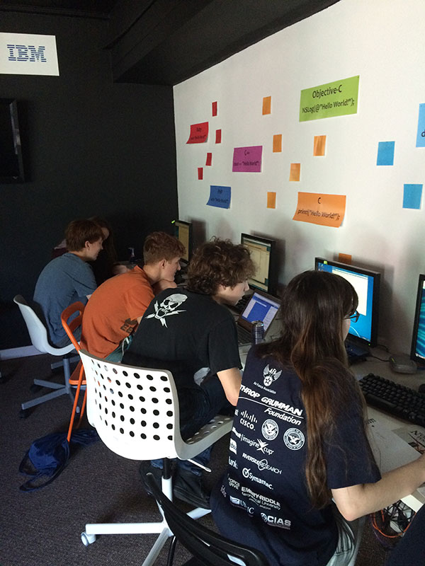 Team members preparing for competition.