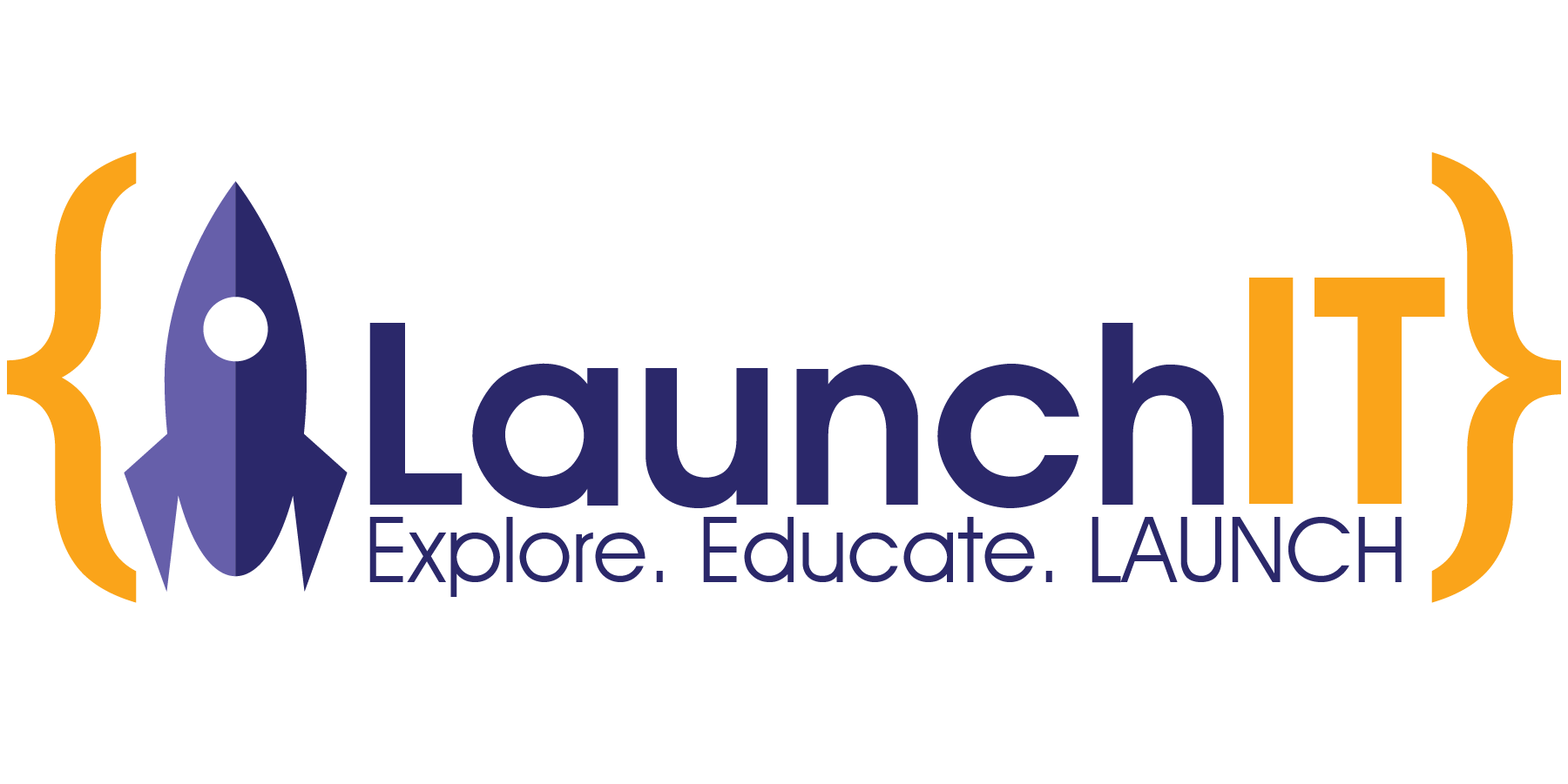 LaunchIT Logo with slogan "Explore. Educate. LAUNCH"