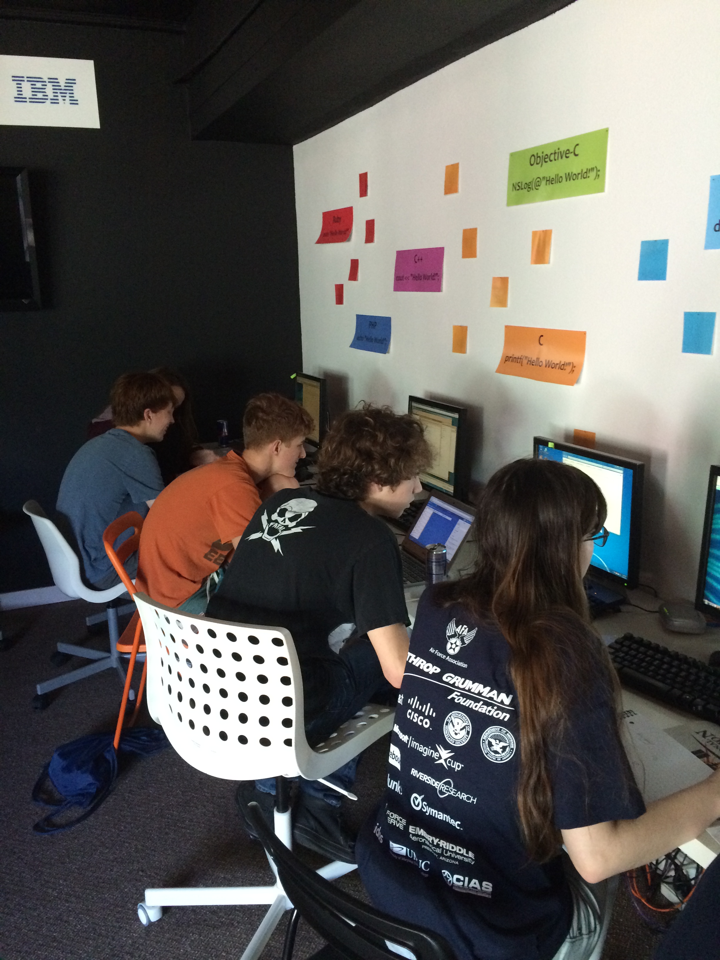 Codecraft Works CyberPatriots Photo of Codecraft Works' US CyberPatriots team members learning at the computer befor competition.